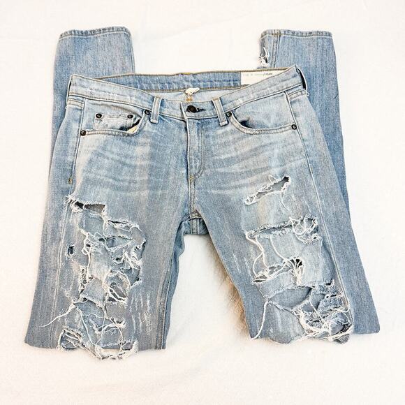 Rag & Bone The Dre Ripped Light Wash Denim Jeans Size 27 - Picture 6 of 8